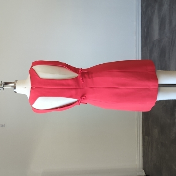 YL by Yair Vintage Sheath Cut out Bow Dress Red 6 retro mod preppy 90s 2000s - Picture 4 of 12